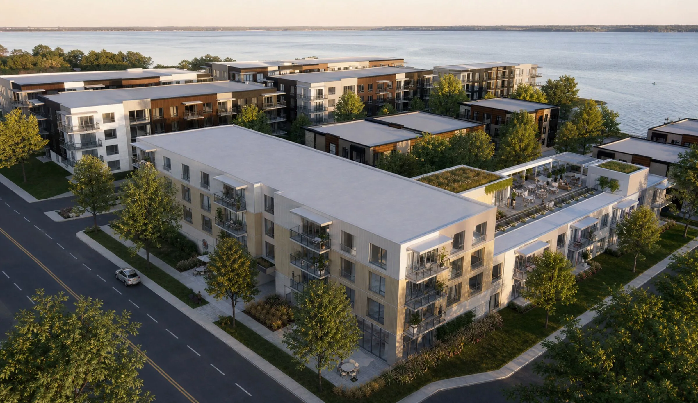 Vue aérienne du domaine au bord du fleuve Saint-Laurent